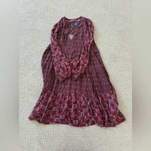 Anthropologie Maeve Brown and Pink Patterned Top
